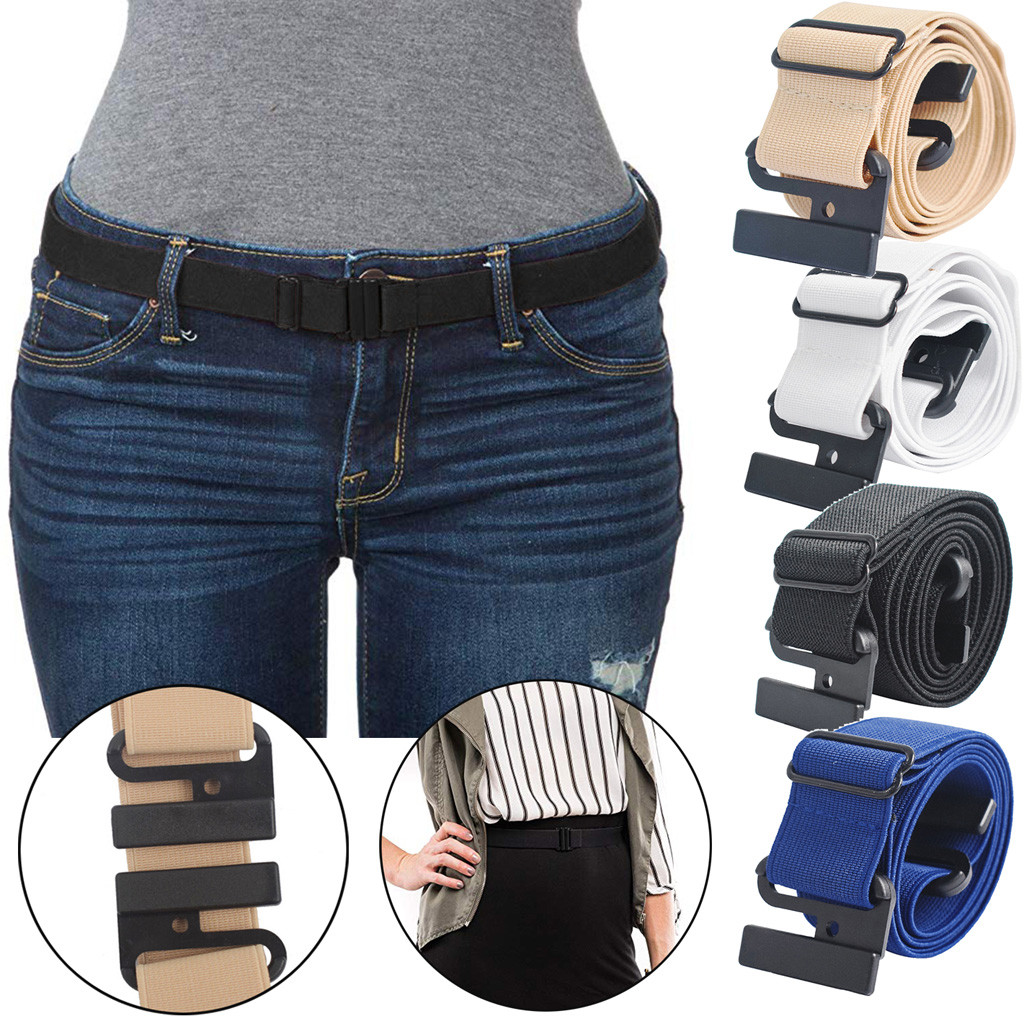 Adjustable Stretch Waist Belt Flat Buckle Non-Slip Simple Elastic Belts Band For Women And Men Pants Clothes Canvas Waistband