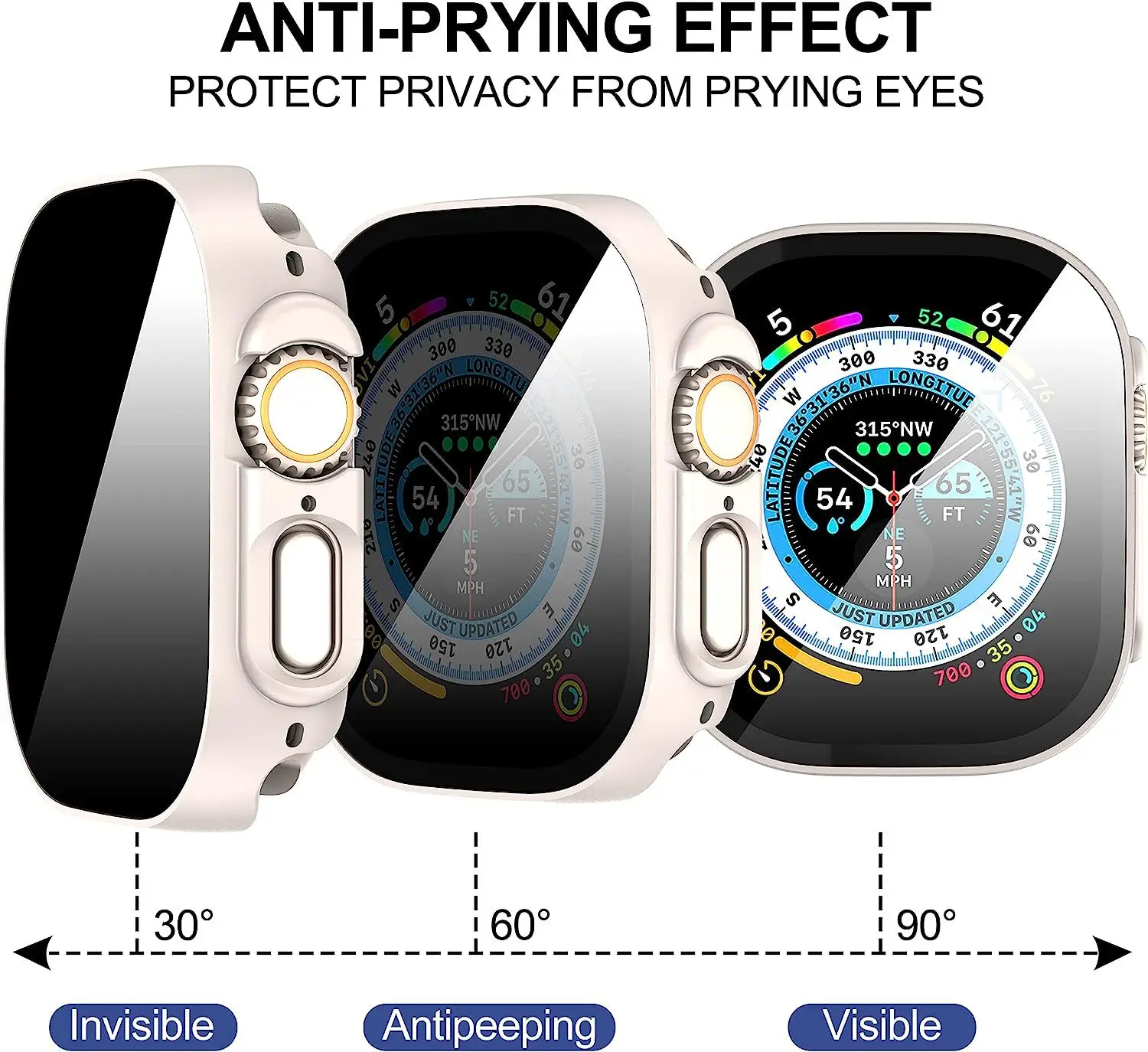 Screen Protector for Apple Watch ultra 2 case 49mm Anti-Spy Tempered Glass Cover iWatch serie 9 8 SE 7 6 5 4 44mm 40mm 45mm 41mm