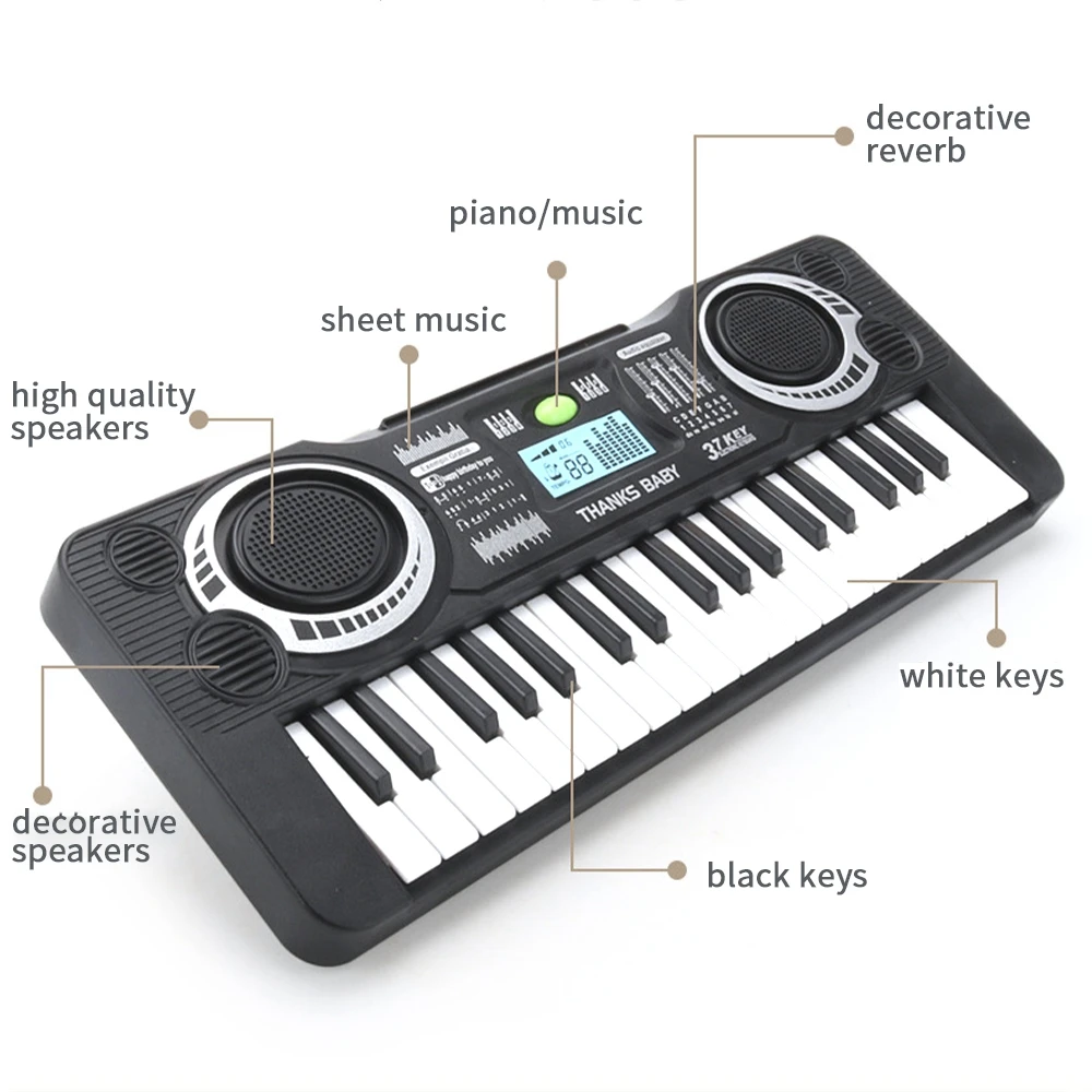 37 Key Electronic Keyboard Piano Beginners Musical Instrument Toys Children Educational Toys for Kids Boys Girls Birthday Gifts