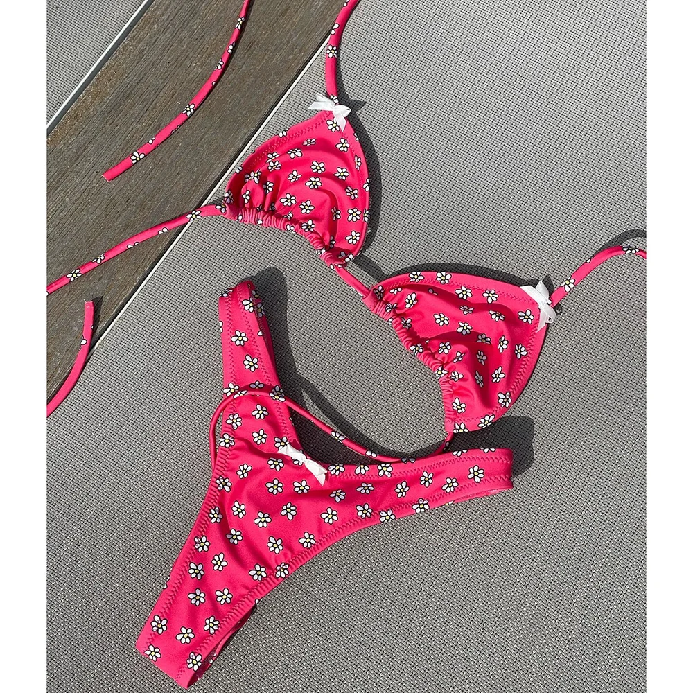 Micro Bikini Push Up Women Swimsuits Sexy Female Swimwear Brazilian Set Thong Biquini Print Beachwear Underwear