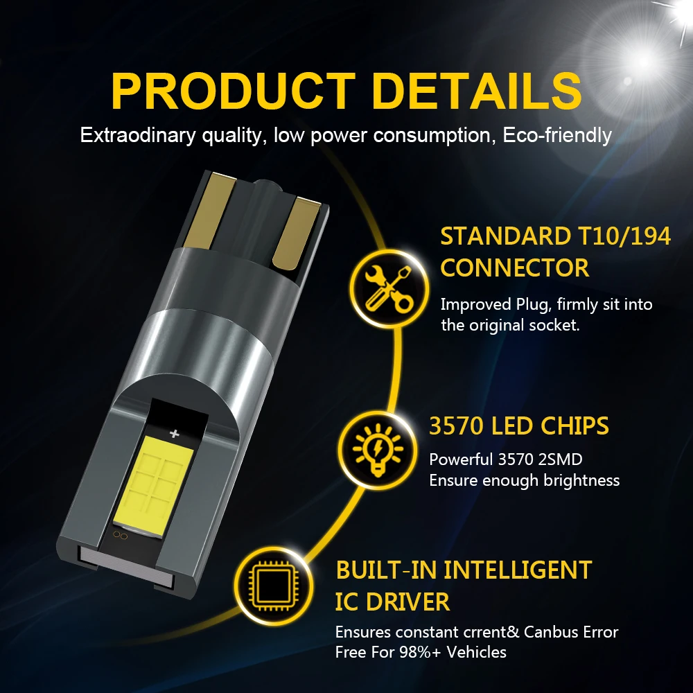 Oprah 2x W5W T10 LED CANBUS No Error 2025 168 194 CSP 3570 Chip LED Car new Interior Map Dome Lights License Plate Lamp Auto Signal Lamps