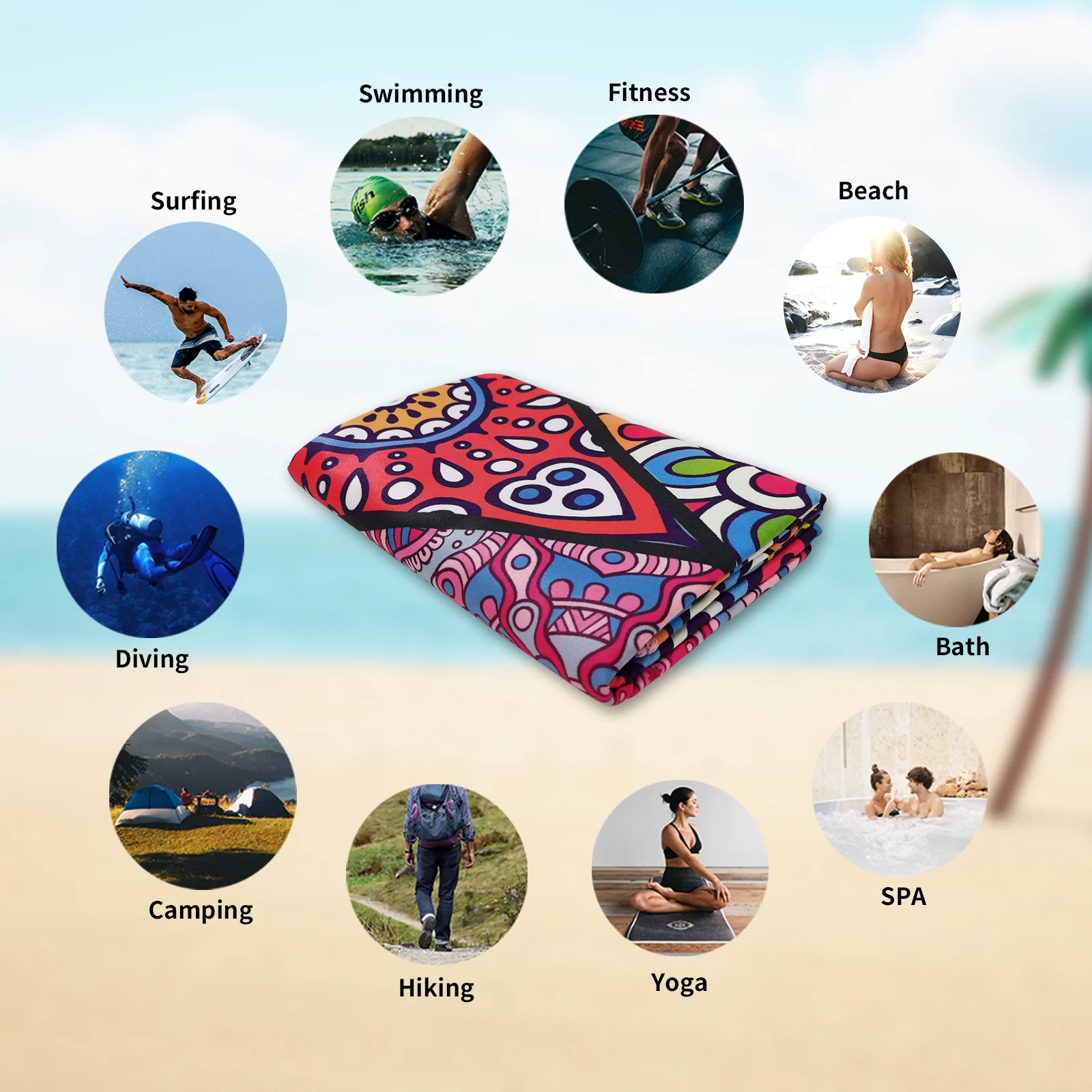 HiTurbo Microfiber Blanket Quick new Drying Beach Towels, Oversized 35*71in Printing Towel, Super Absorbent 2025 Pool Towel Blanket, Bohe