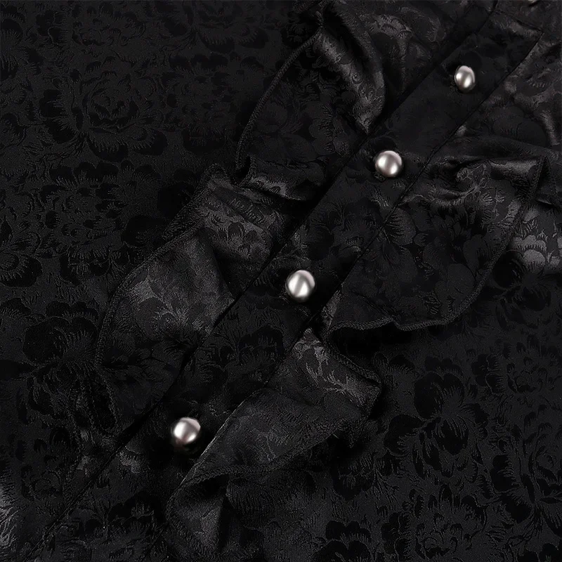 Mens Steampunk Vintage Shirt Medieval Victorian Renaissance Gothic Ruffled Shirt Drama Stage Men Long new 2025 Sleeve Viking Costume Tops