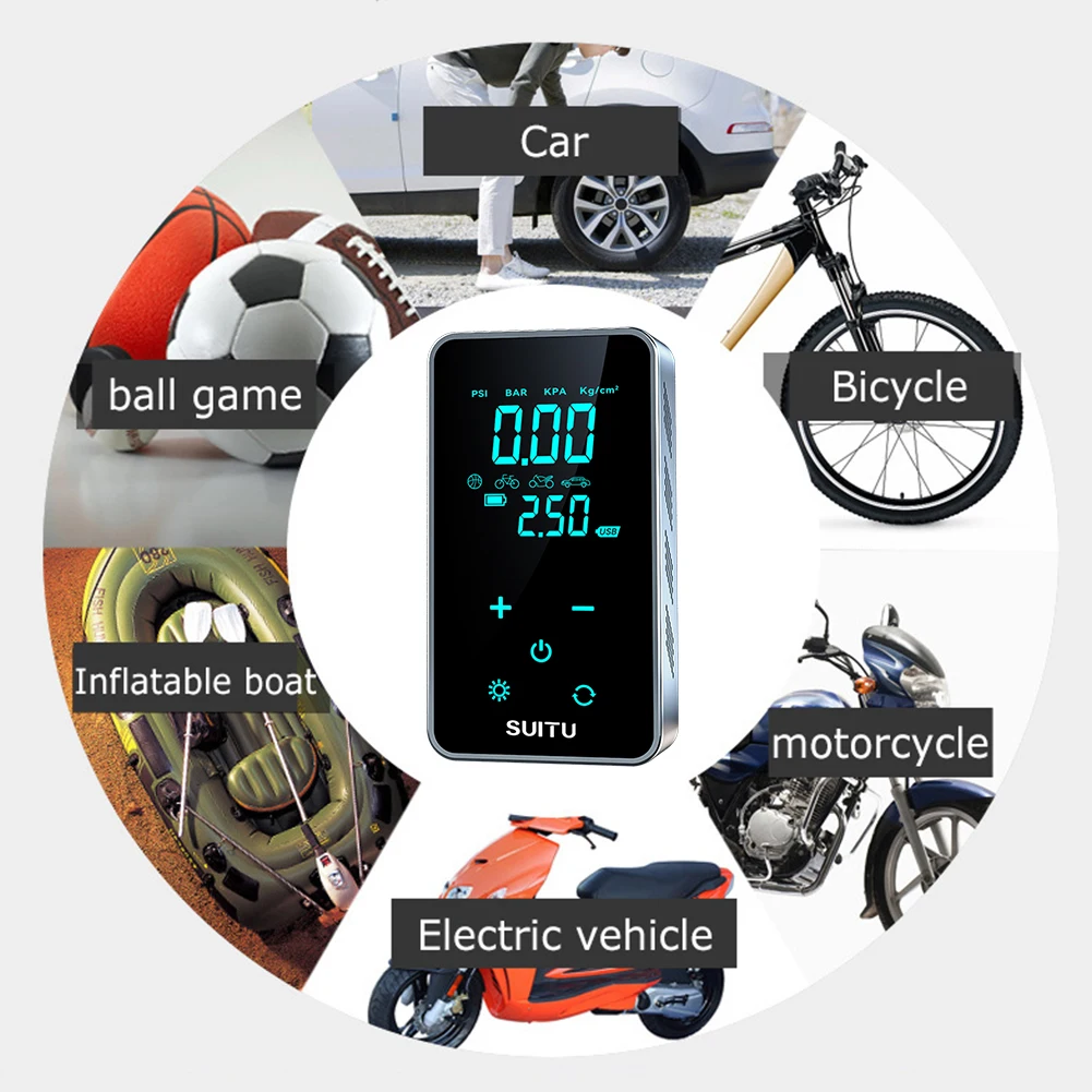 Digital Air Compressor 150PSI Electric Air Pump Portable Car Tyre Inflator Mini Touch Screen Tire Inflator For Car Motorcycle