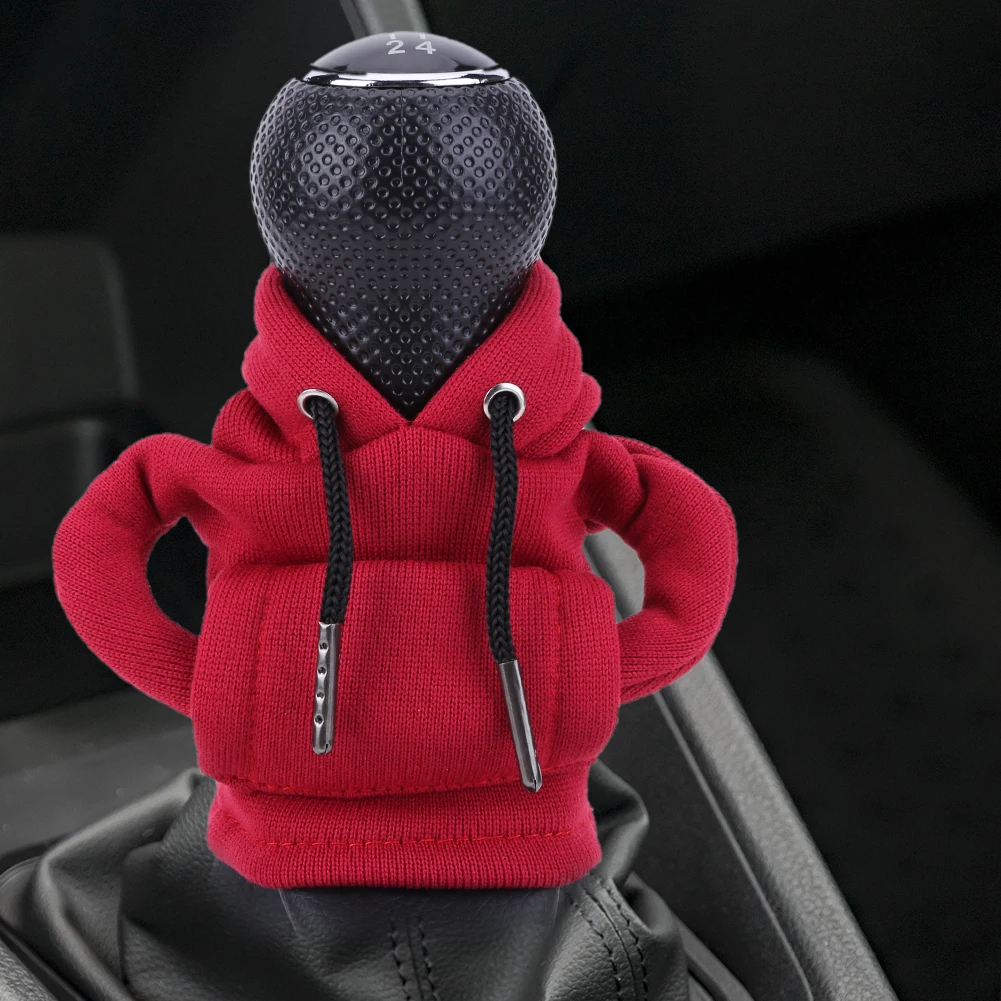 3-1pcs Manual Handle Sweatshirt Change Lever Gearshift Hoodie Car Gear Shift Knob Cover