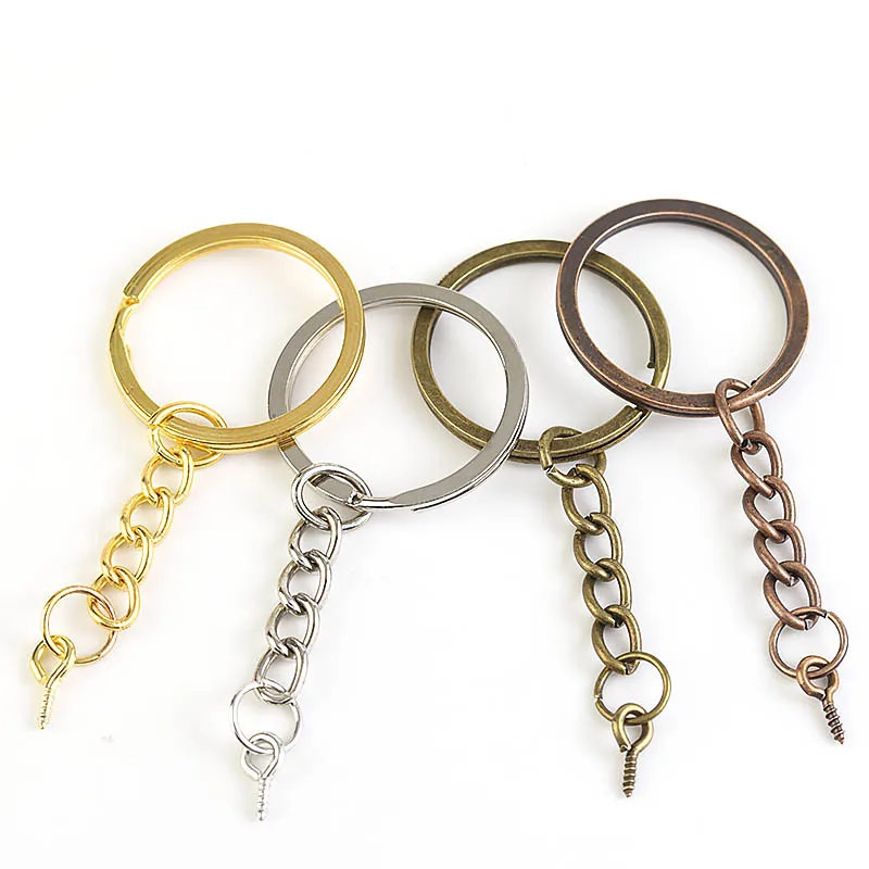 10-20pcs Screw 2025 Eye Pin Key new Chain Key Ring keychain Bronze Rhodium Gold Color Keyrings Split Rings With Screw Pin Jewelry Making