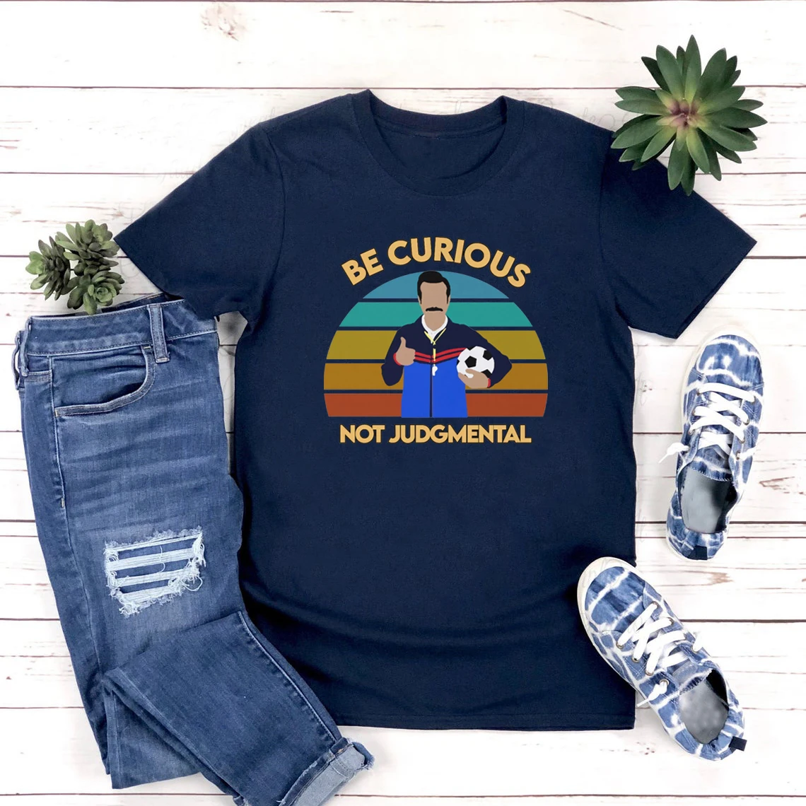Be Curious Not Judgmental T Shirts Roy Kent Soccer T-shirt Funny Quote T Shirt Unisex Short Sleeve Graphic Tees Soccer Fan Gift
