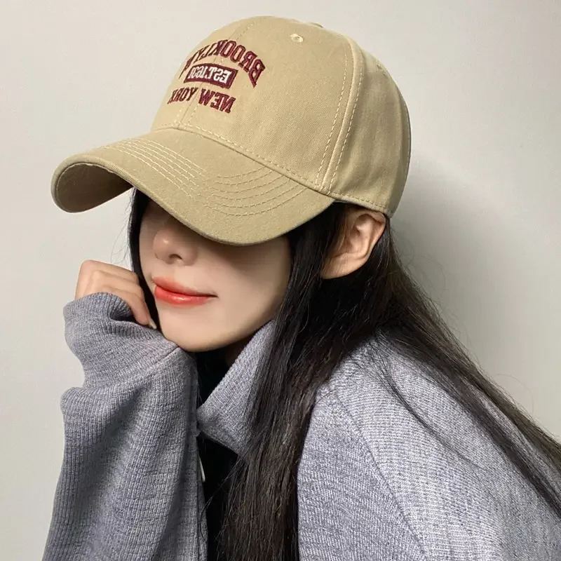 Letter Embroidered Baseball Cap Women Hard Top Big Brim Cap Outdoor Sunscreen Unisex Snapback Hat Sports Casual Men Hip Hop Hat