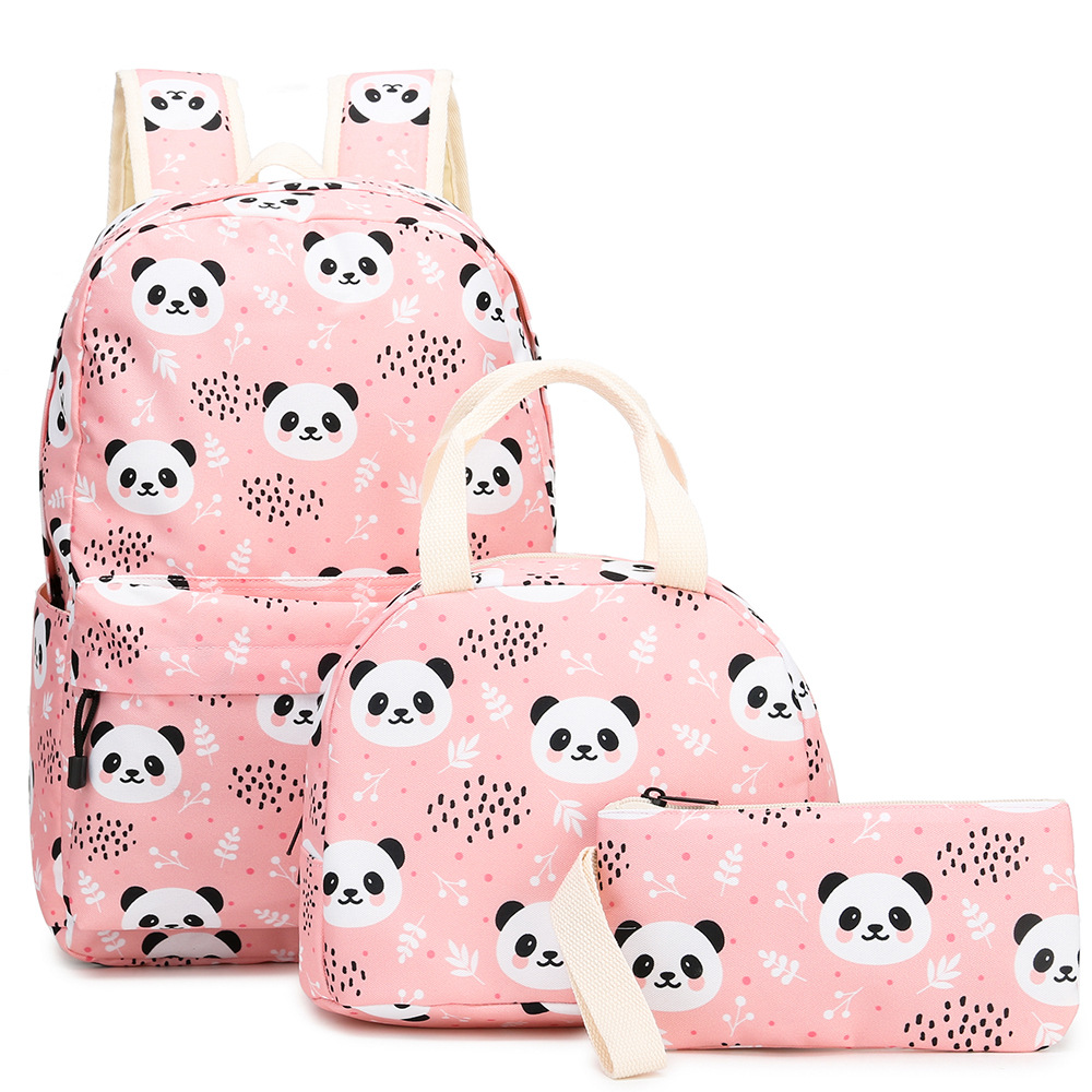 Panda Pattern School Bag For Girls School Backpack Students Teenagers Backpack with Children's Lunch bag Pencil Case