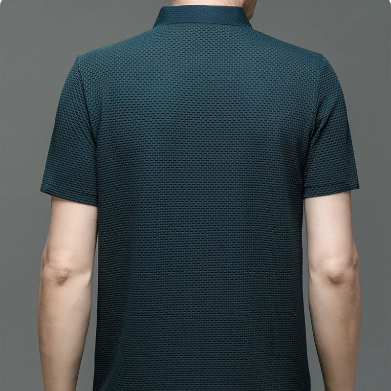 Summer Mens Short Sleeve T-shirt Cool and Breathable POLO Shirt Business Casual Sweat-absorbing Top 240325