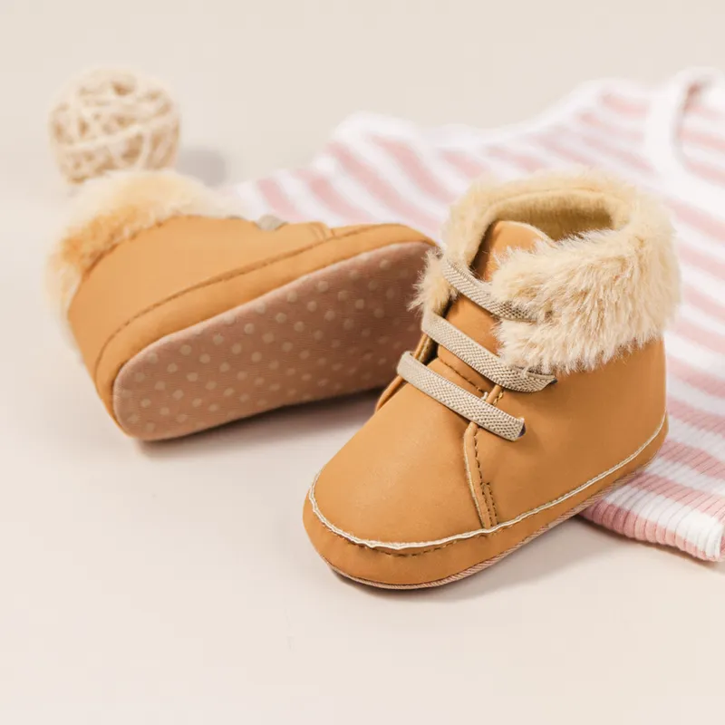 Winter New Baby Booties Shoes Fluff Keep Warm Newborns Flash new Baby 2025 Boy Gilr Shoes Boots First Walkers Infant Crib Shoes