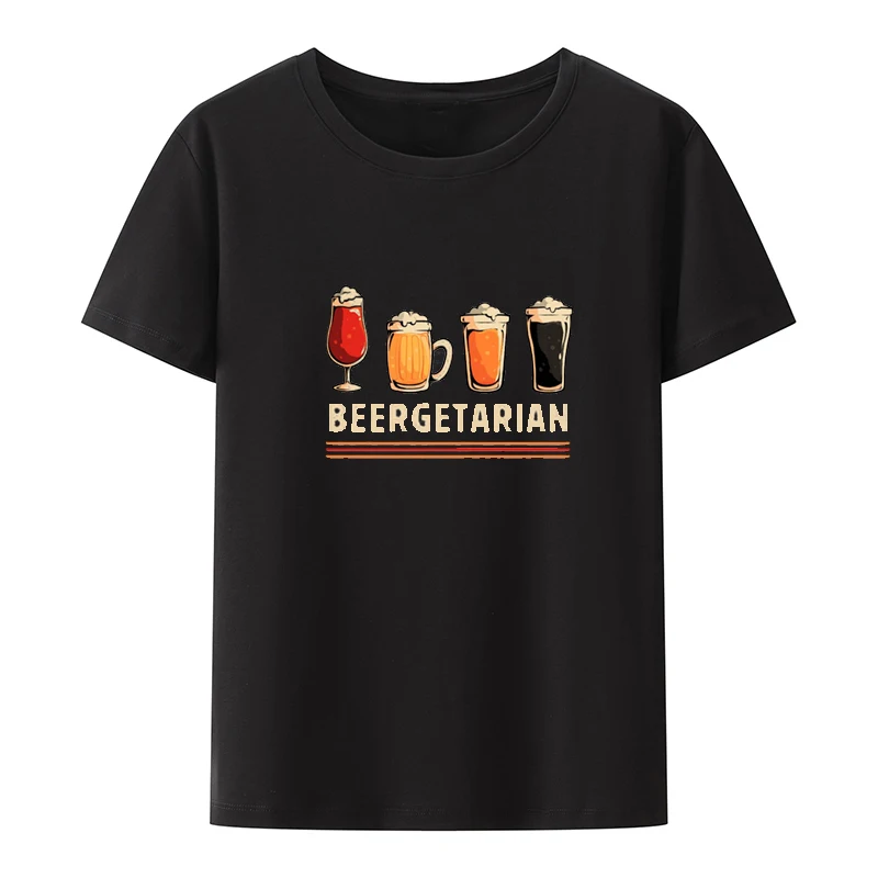 Beergetarian new Funny Men Women T-shirt Camisa Short Sleeve Tee Roupas 2025 Masculinas Loose O-neck Casual Koszulki Short-sleev Humor