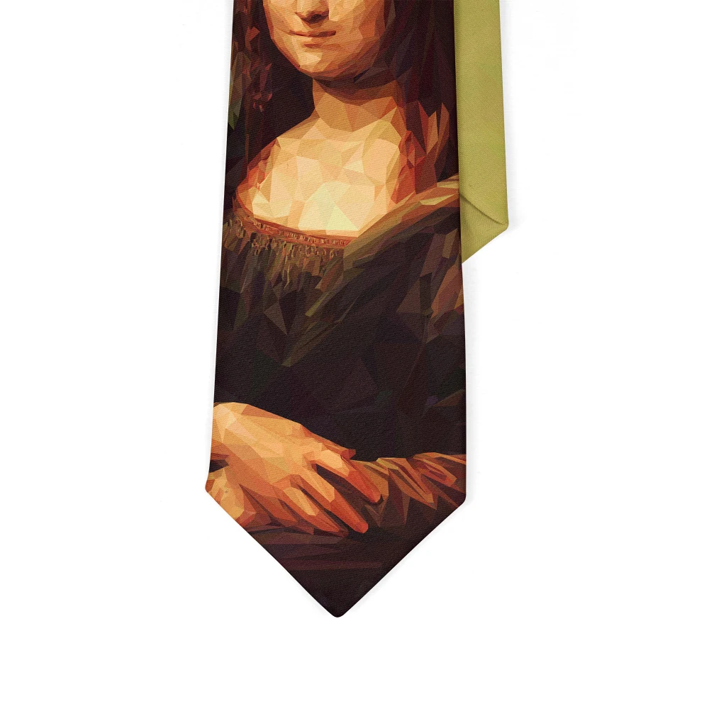 Retro Art Oil Painting Neckties Leonardo da Vinci Mona Lisa Printed Polyester Tie Adult 8cm Wide Tie Party Wedding Accessories