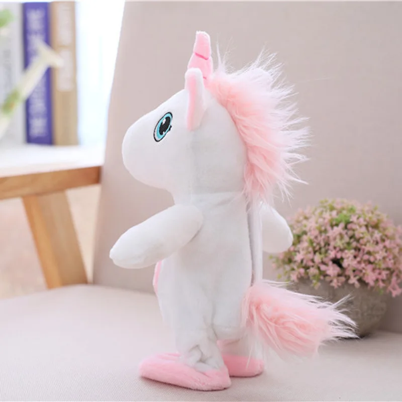 2025 23cm Electric Talking Unicorn Plush Toy Stuffed Animal Toy Electronic Unicorn Toy Sound Record Horse Children new Kid Birthday Gift