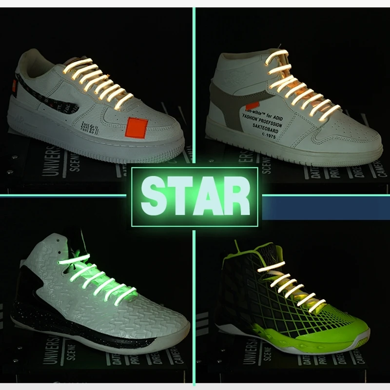 1Pair Semicircle Reflective 2025 Shoelaces Luminous Sneakers Shoelace Laser sequin Shoe laces Fluorescent Laces new Shoes 100/120/140cm