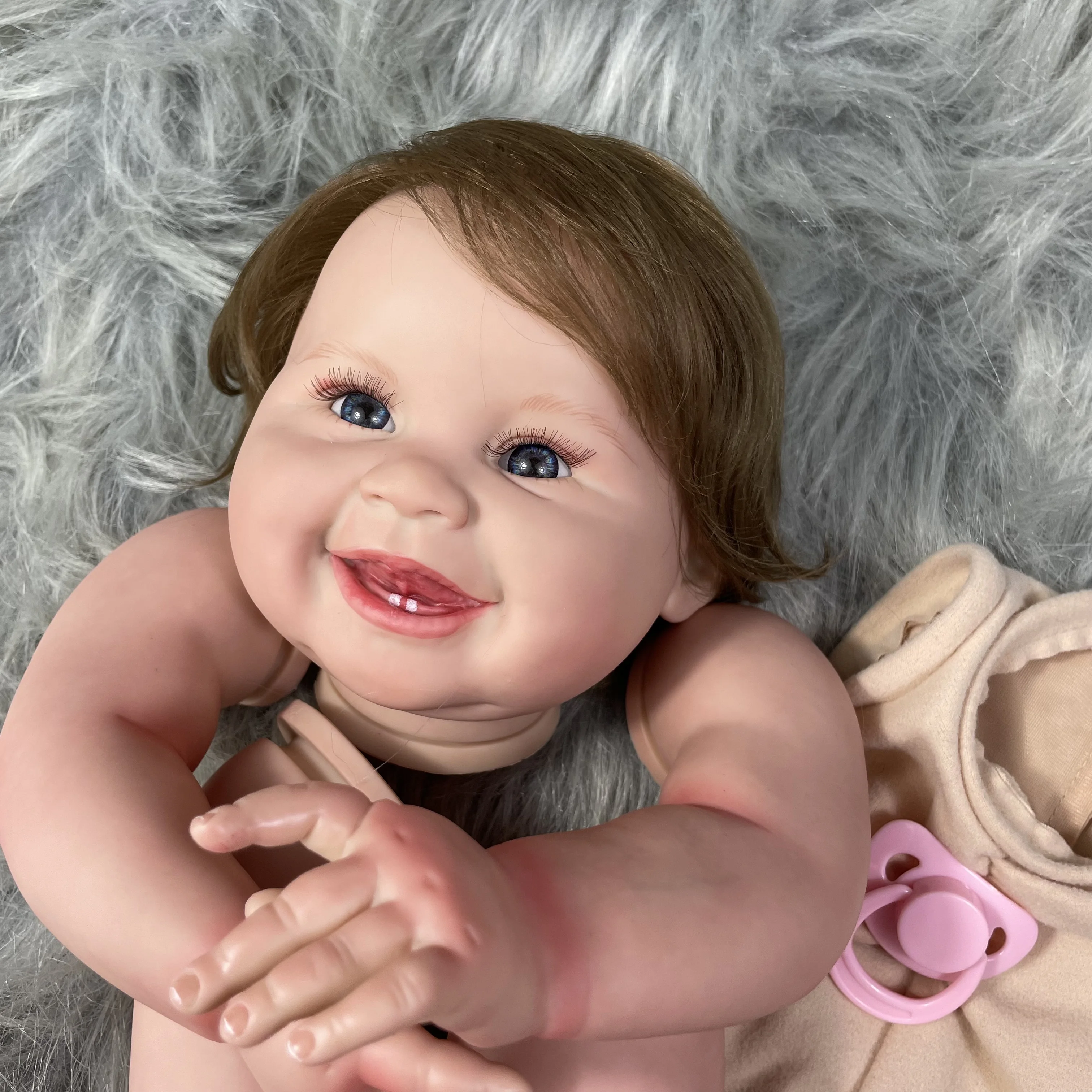 Clearance 23Inch Already Painted Reborn Doll Kit Juliana With Implanted Hair and Cloth Body Unassembled Handmade Doll Parts DIY