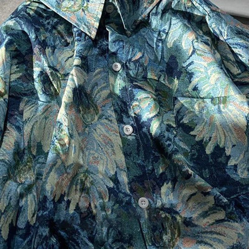 Mafokuwz Couple Oil Painting Floral Long-sleeved Shirt Japan Retro Loose new Vintage Unisex 2023 Spring 2025 Autumn Trend Highhstreet Top