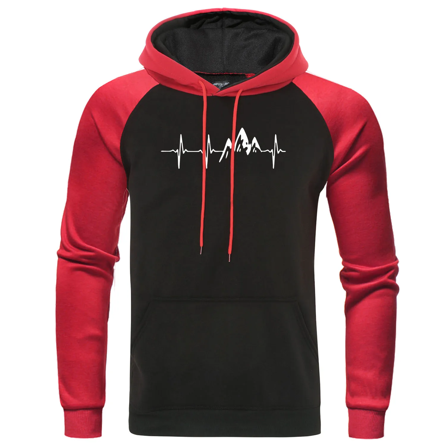 Mountain Ecg Men's Hoodies Funny Hip Hop Sweatshirts Casual Street Clothing Loose Oversized Raglan sleeve Pullover Soft Hooded