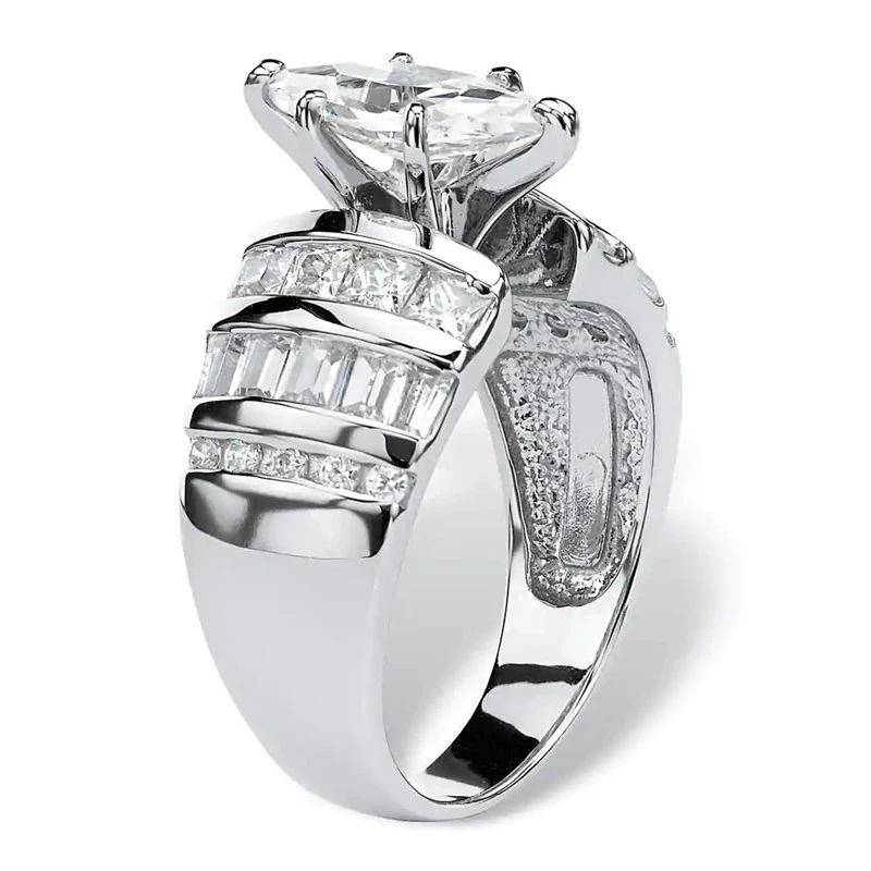 Huitan Luxury Proposal Engagement Ring Bling Bling White Cubic Zirconia Elegant Marquise AAA CZ Wedding Bands Jewelry for Women