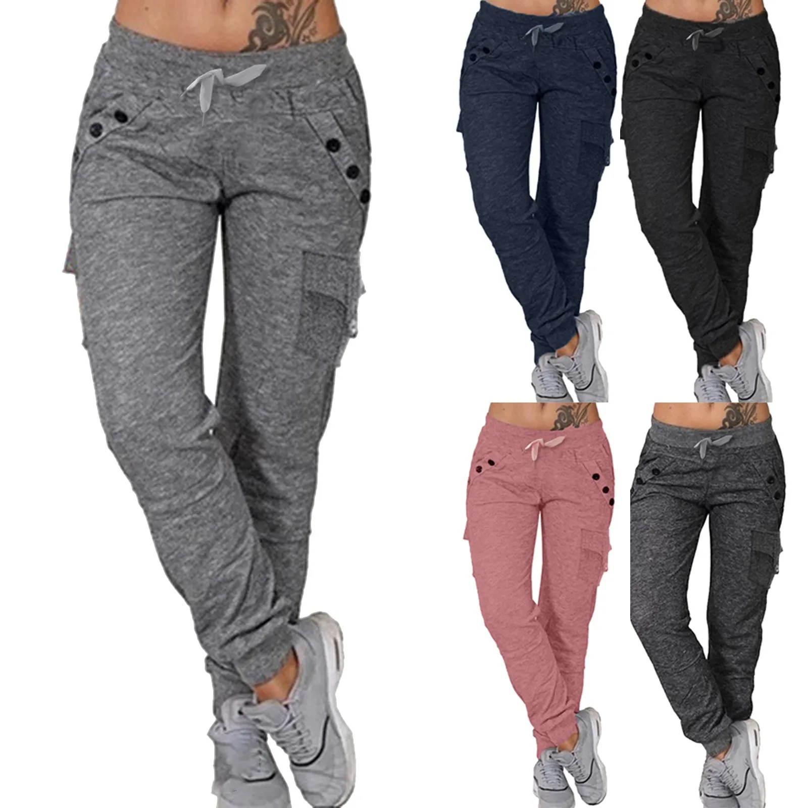 2023 New Solid Color new Jogging Sweatpants Women's Drawstring Elastic Waist Sports Pants Streetwear 2025 Female Casual Long Trousers