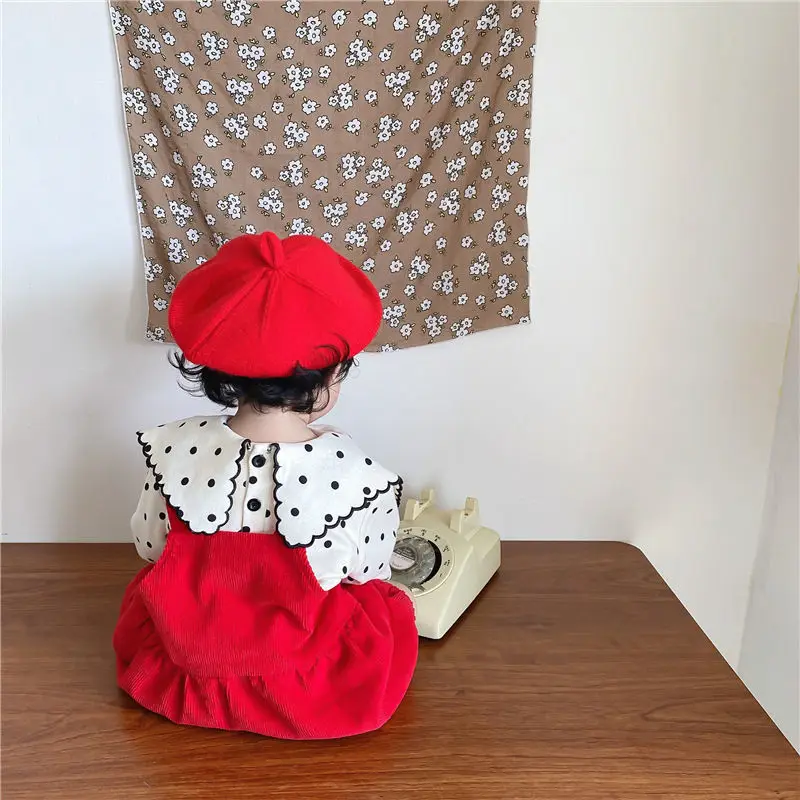 Solid Color Baby Wool Knitted Beret Toddler Autumn Winter Warm Beanie Korean Vintage Kid Artist Painter Cap Boy Girl Crochet Hat