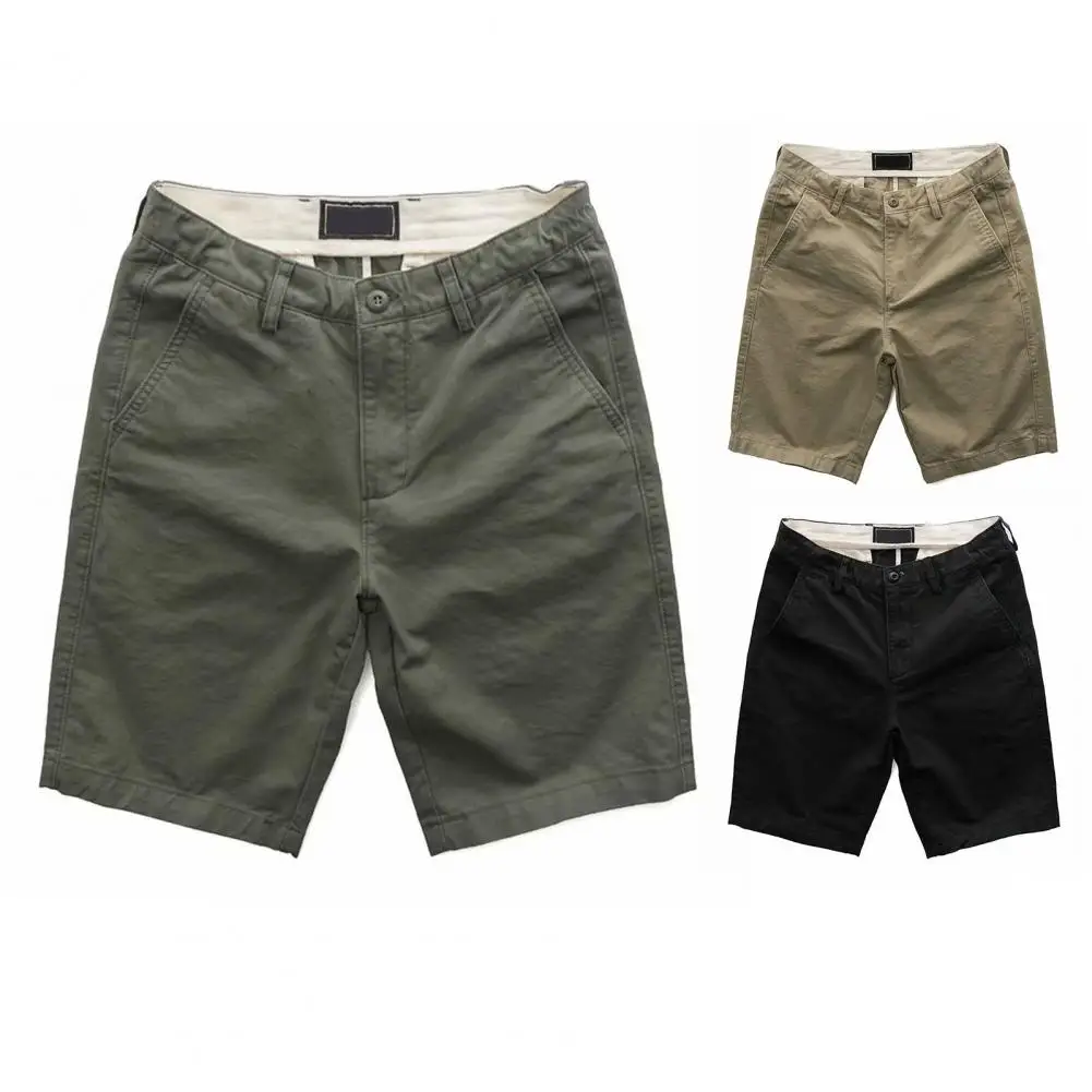 New in 2025 Men Shorts Solid Color Zipper new Knee Length Casual Students Pants