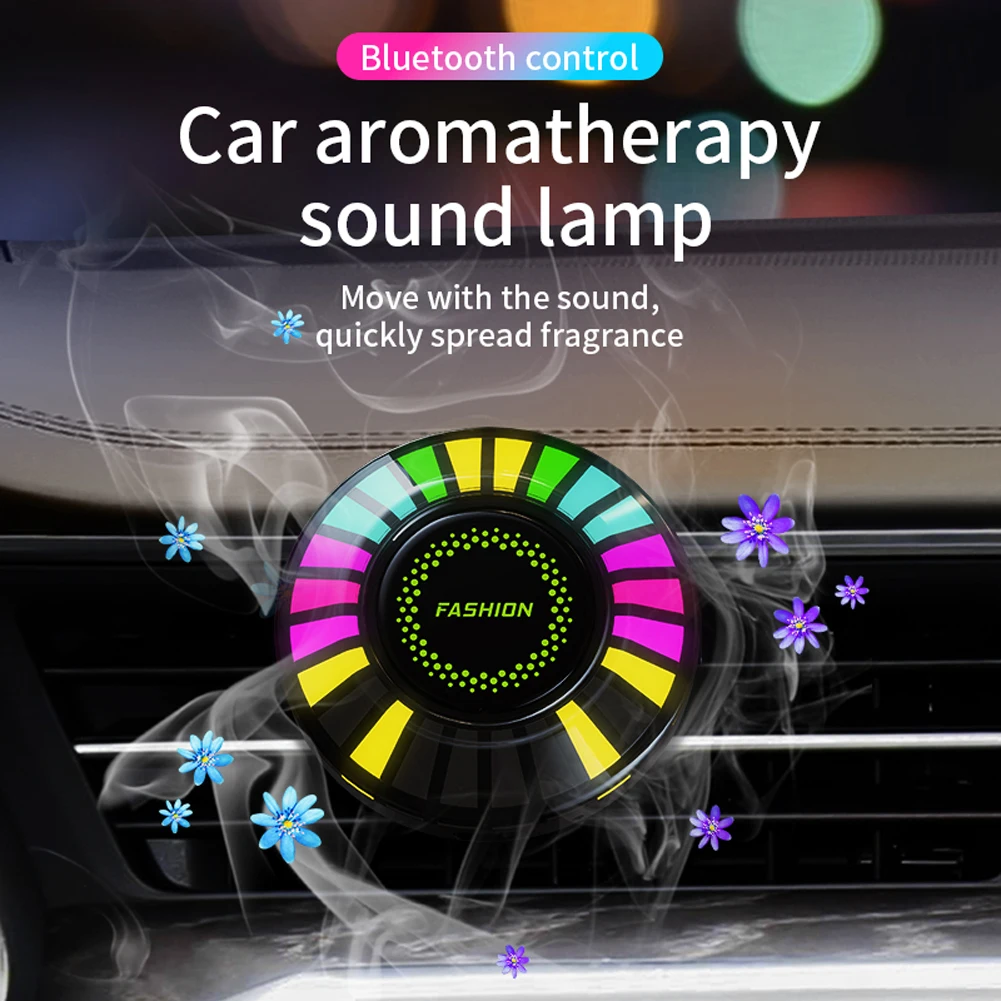 Air Freshener RGB Auto Perfume Diffuser 256 Colors Car Fragrance Machine App Control Music LED Light Strip 24LED Type C Charging