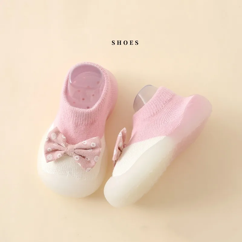 Newborn Baby new Shoes Infant Cute Pink Bow Kids Shoes Soft Rubber 2025 Sole Child Floor Sneaker BeBe Booties Toddler Girls First Walker