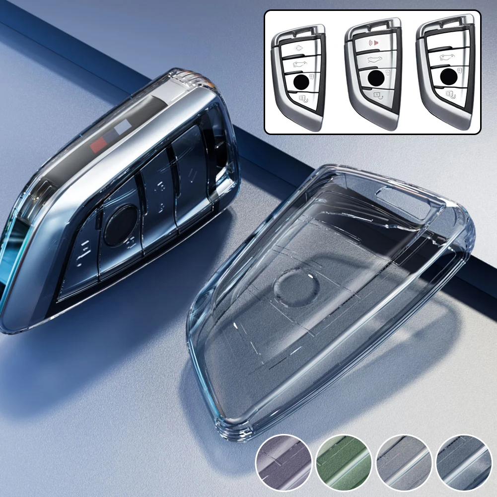 1PCS TPU Transparent Car Key Case Cover Holder Shell For BMW F20 G20 G30 X1 G05 X6 X7 Auto Accessories Holder Shell Keychain