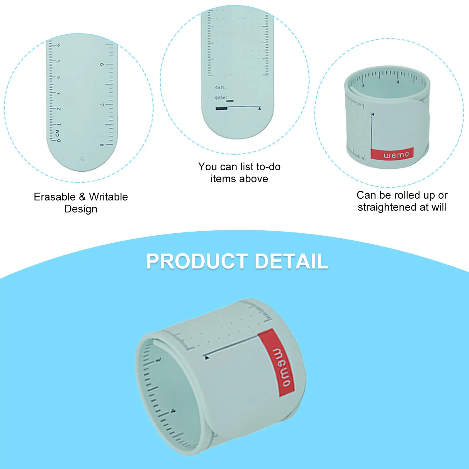 Silicone Student Note Wrist Band Wearable 2025 new Writeable Pocket To-do List Wrist Strap Reusable Erasable with Scale for Kids Adults