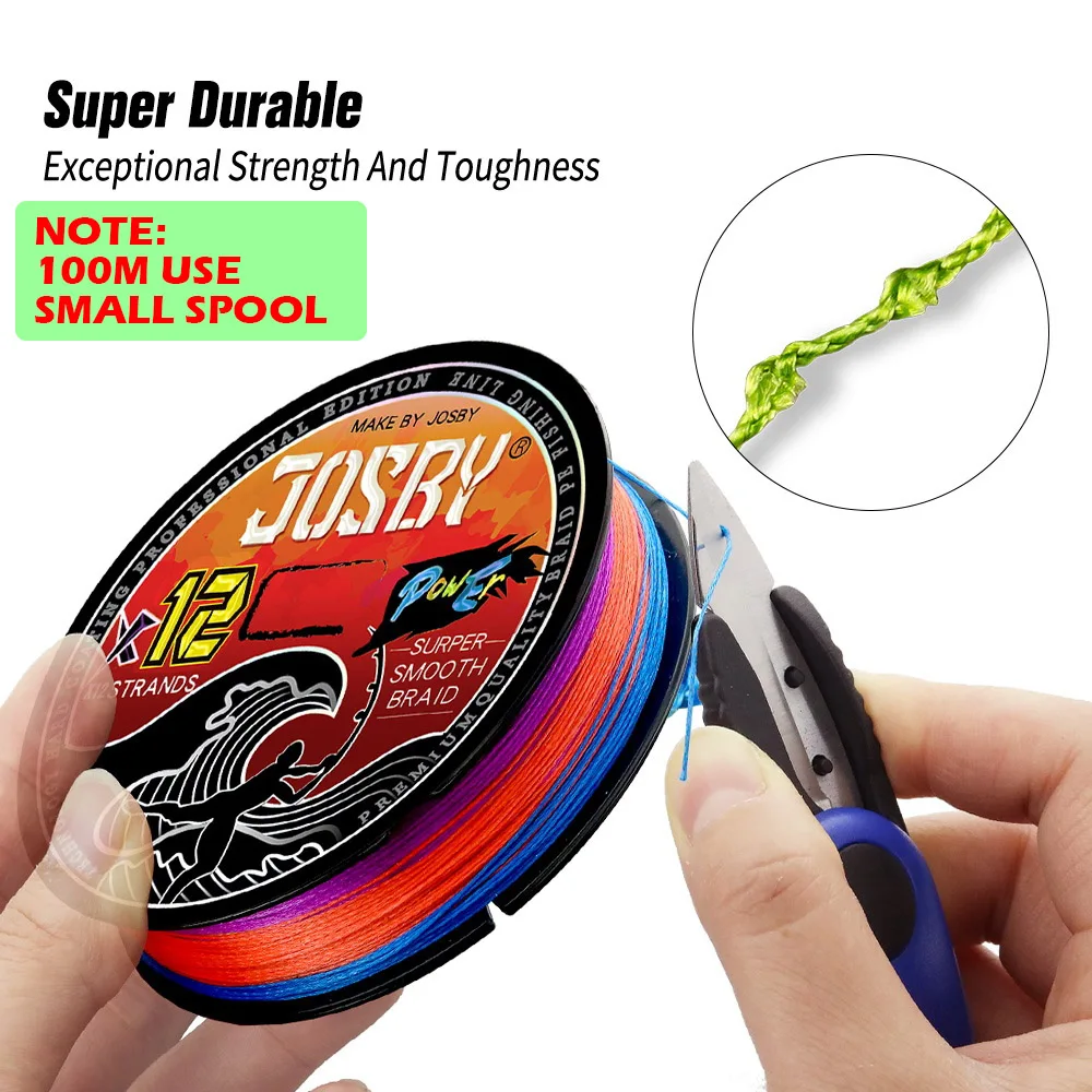 JOSBY 12 Braided Fishing Line Multifilament Carp Fly 12 Strands 300M 500M 100M Multicolor Japan Spinning Extreme PE Strong Weave