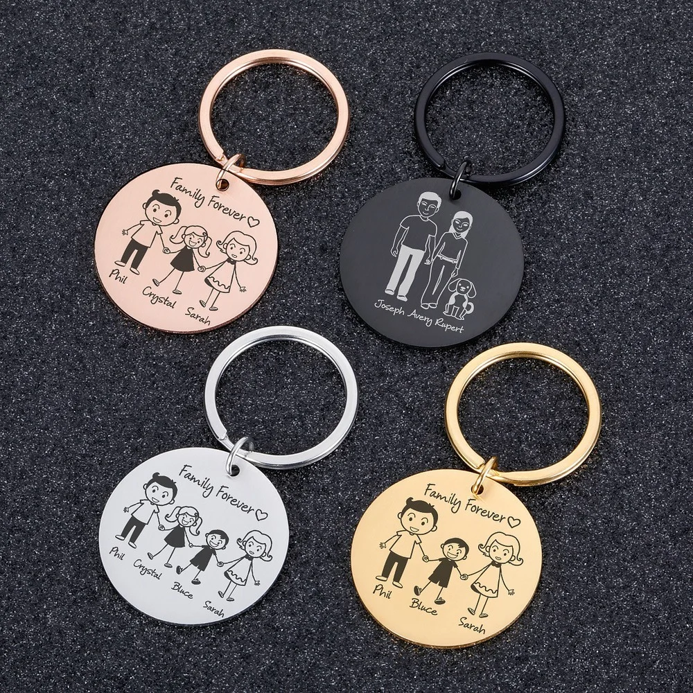 Love Cute Keychain Custom Family Gifts For 2025 Parents Children Present new Keyring Bag Charm Engraved Families Member Gift Key Chain