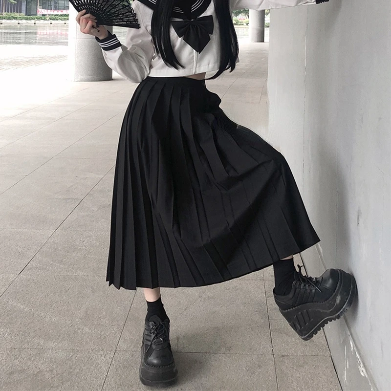 Pleated Skirts Women S-5XL Vintage new Young basic 2025 Leisure Korean All-match Spring High Waist Female Skirts College