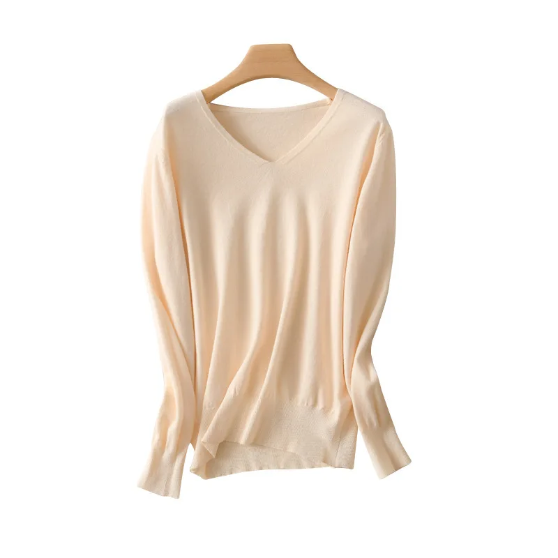 2025 Women Sweater Spring Autumn V-neck Knitwear Long new Sleeve Slim Warm Sweater Pullovers Lady Basic Jumpers Knitted Bottoming Shirt