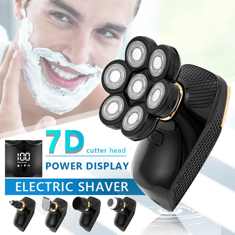 Bald Head Shaver 5 in 1 Multifunctional Electric new Razor Head Shaving for Bald Men LED Display Cleansing Brush Nose 2025 Hair trimmer