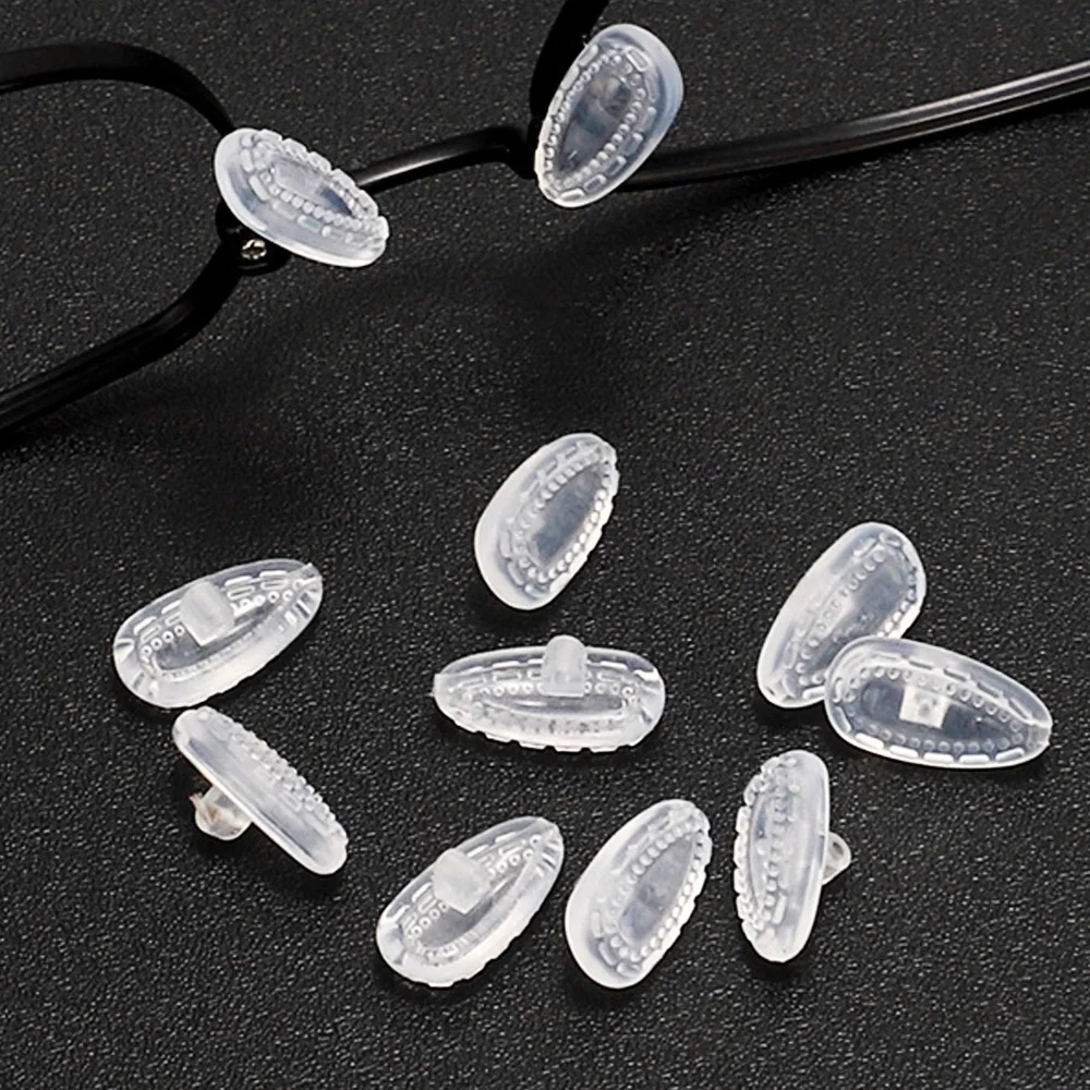 20/10pcs 2025 new Air Bag Oval Nose Pads Anti-slip Silicone Transparent Nose Pad Universal Screw-in Support Nosepad Eyewear Accessories