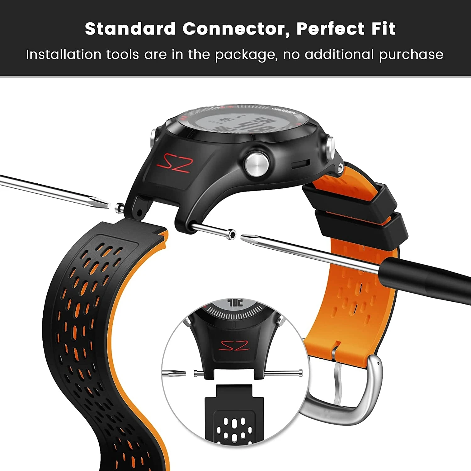 For Garmin Approach S2/S4 Sports Watch Strap Two Tone Silicone Replacement Strap for Approach S2/S4 GPS Golf Watch