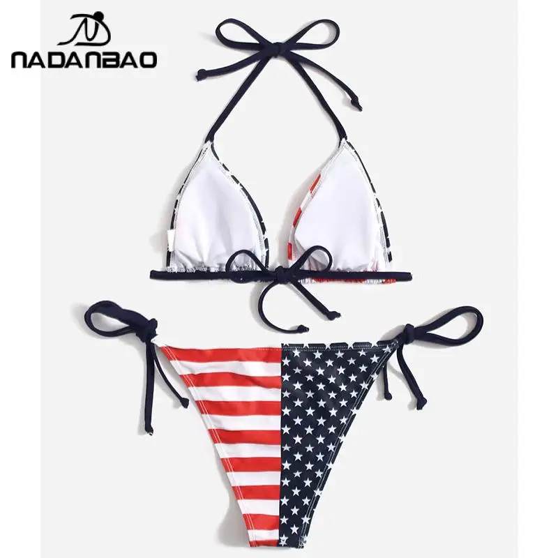 2023 Bikinis Mujer Women Bikinis Swimwear 2025 Beach Wear new American Flag Bikini 3D Printed Sexy Swimsuit Bathing Suits