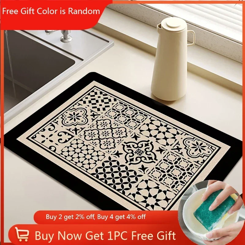 Kitchen Dish Drainer Drying 2025 Mat Drain new Pad Absorbent Dinnerware Tableware Mat Cup Placemat Countertop Drainer Rug Tapis Cuisine