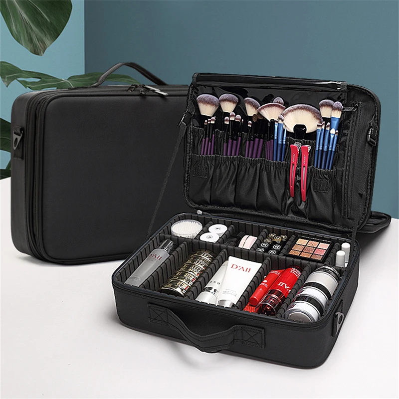 Professional Tool 2025 Bag Makeup Bag Cosmetic Large Capacity Oxford Cloth Wear Resistant 3 Layer new Multi-functional Storage Bag
