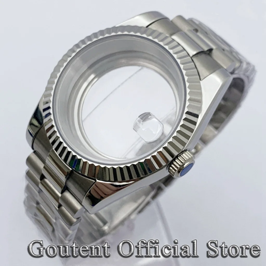 Goutent Sapphire Glass 36mm 39mm Presidential Bracelet Men's Watch Case Fit NH34 NH35 NH36 Miyota 8215 ETA2824 2836 Movement
