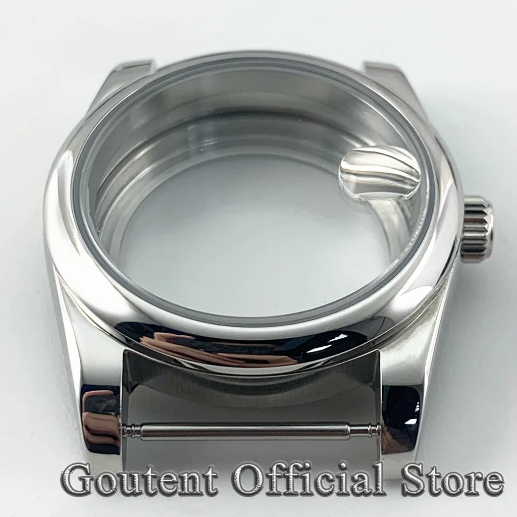 Goutent Silver Men's Sapphire Crystal 36mm 39mm Watch Case Fit NH34 NH35 NH36 ETA 2824 PT5000 ST2130 Movement