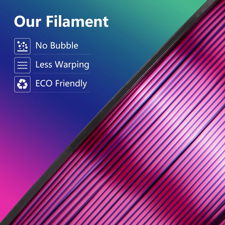 KINGROON Tricolor Silk PLA Plastic For 3D Printer , 3 in 1 Multi-color 3D Printing Filament PLA 1.75mm 1KG Newest