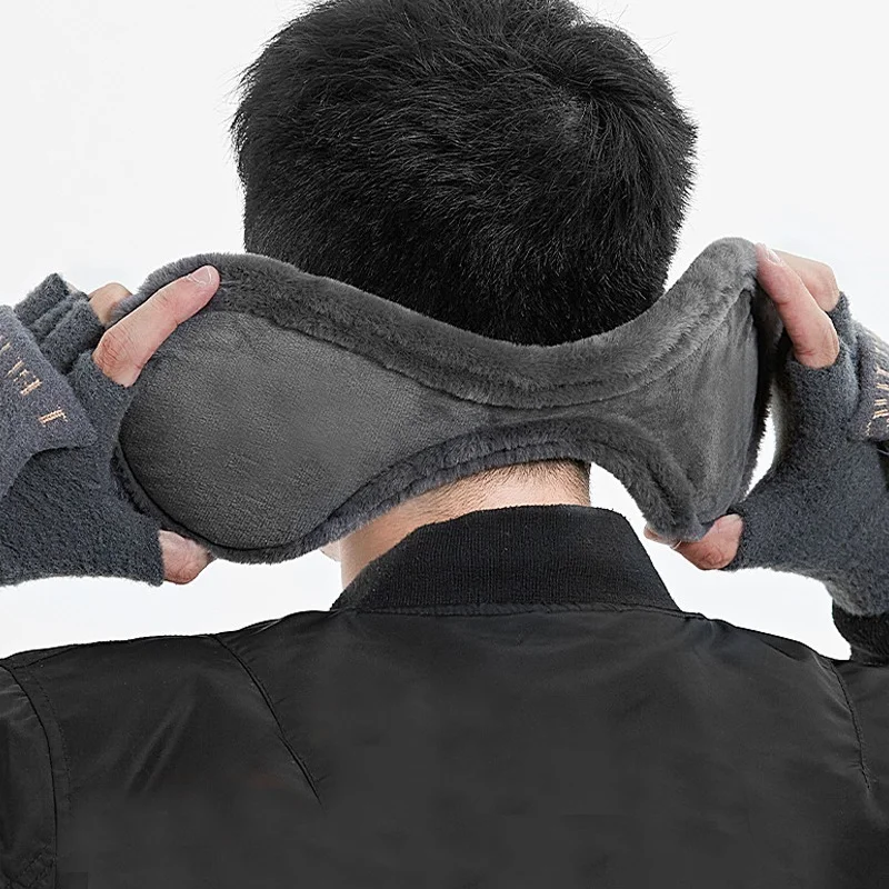 Soft Simple Men Winter Fleece Plush Warmer Earmuff Ear Muffs Cover Earwarmers Outdoor Windproof Wear Unisex Women Solid Earmuffs smile
