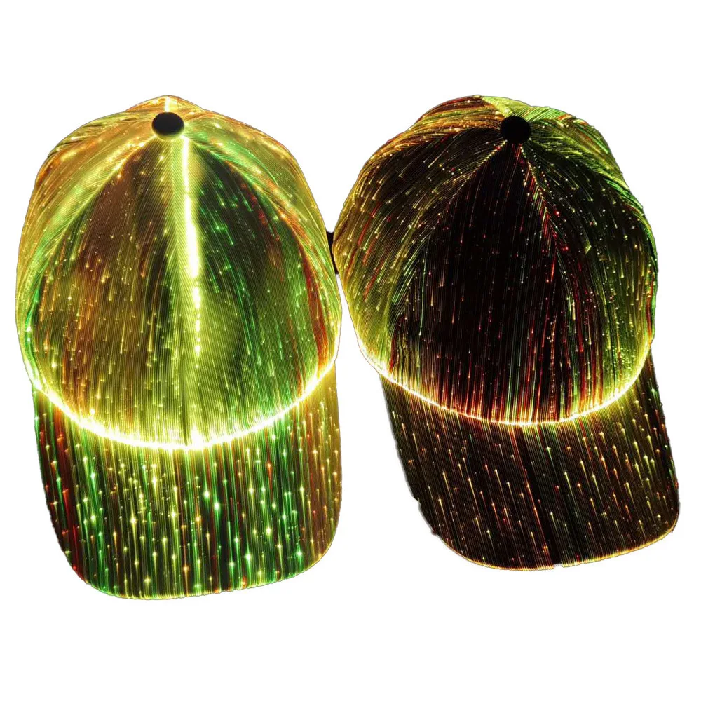 New Led Fiber Optic light-emitting Hat Bar Bungee light-emitting Baseball Cap hip-hop Couples Flashing Caps