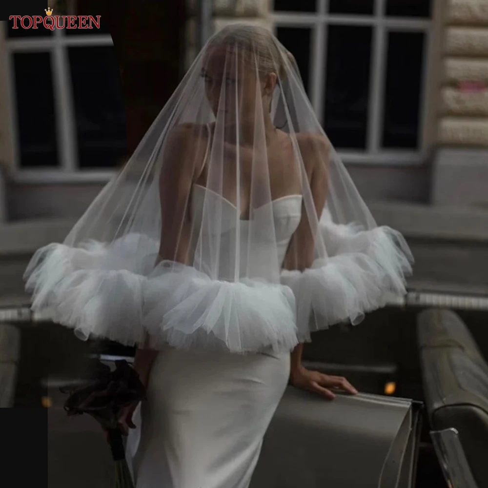 Topqueen Drop Ware Di Matrimonio Nuovo Velo Con Blusher Lunghezza Del Gomito 20…