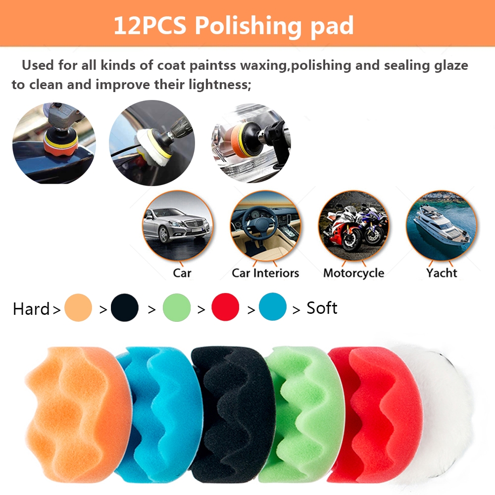 Car Polishing Pad Waxing Sponge Pad Polishing Kit Auto Detailing Sandpaper Buffing Sanding Disc Adapter Headlight Restoration