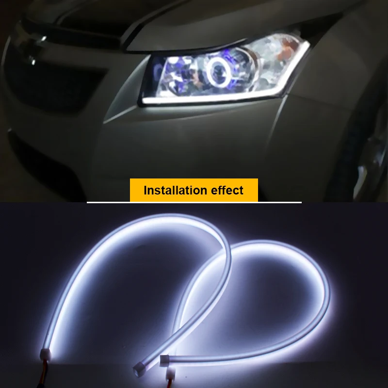 2PCS RGB Car LED Daytime Running Lights APP/Remote Control Flexible Auto Headlight Strips DRL Flowing Turn Signal Lamps 60cm 12V