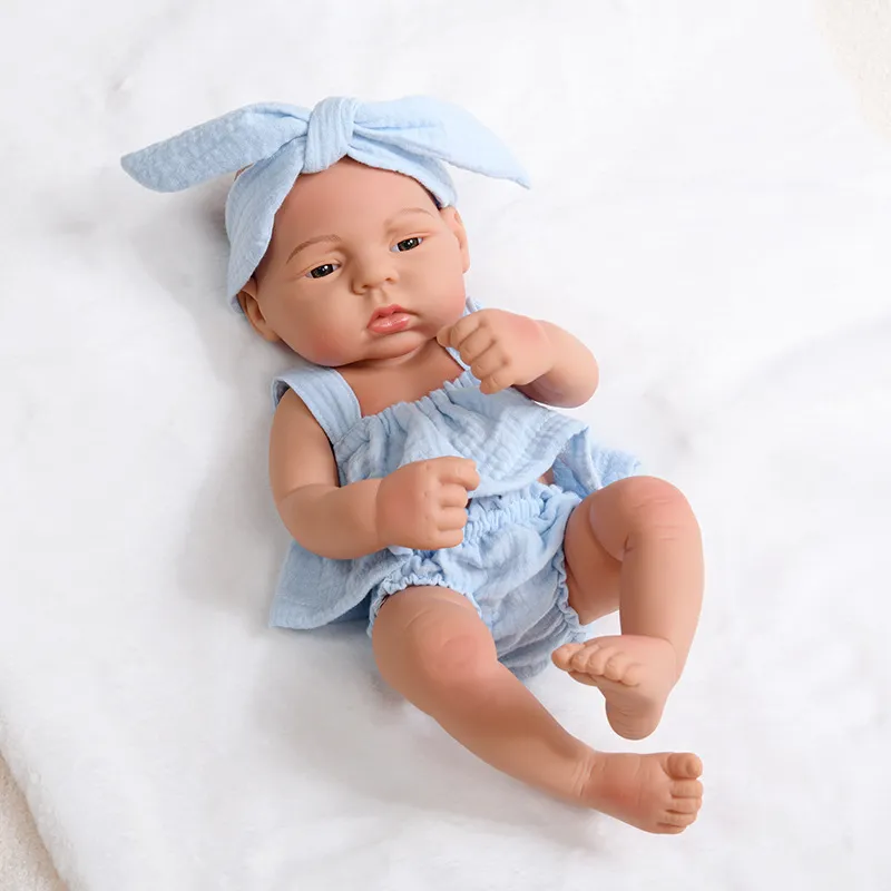 16inch Full Body Silicone Bebe Reborn Doll Soft Dolls Lifelike Baby Vinyl Bebe Doll Cute Reborn Baby Doll For Girls Doll Toys