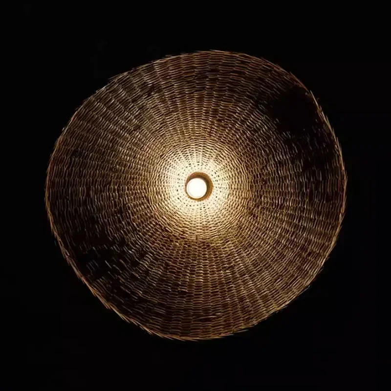 Hand Make Bamboo Wicker Led Pendant LIight Ceiling Vintage Hanging Lamp Rattan for Dining Room Indoor Lighting Chandelier